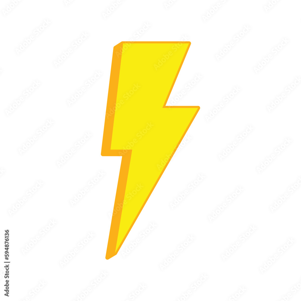 Vector Yellow lightning bolt icon isolated on white background. T%wo color thunder, symbol of energy, danger and power. Thunderbolt electric emblem. Vector Yellow lightning bolt icon isolated on white background. T%wo color thunder, symbol of energy, danger and power. Thunderbolt electric emblem.