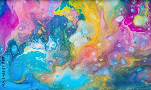 Colorful bath foam bubbles create a magical rainbow. Creating using generative AI tools