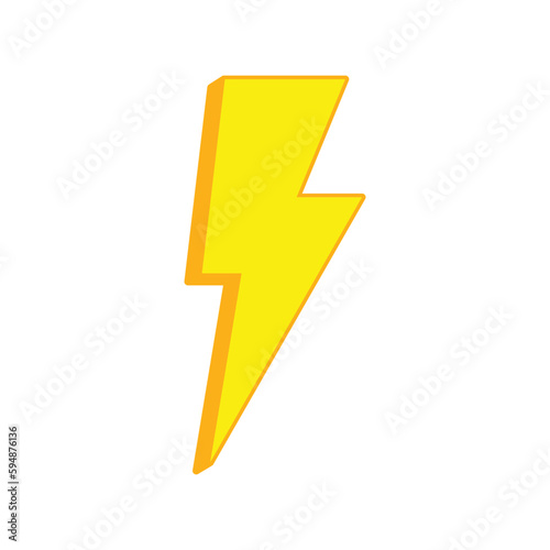 Vector Yellow lightning bolt icon isolated on white background. T%wo color thunder, symbol of energy, danger and power. Thunderbolt electric emblem.