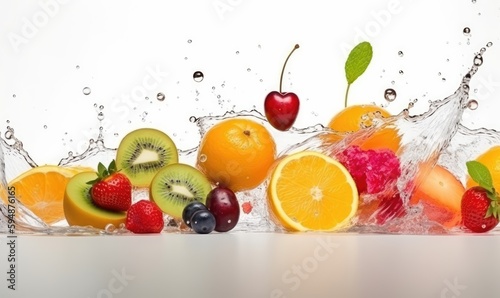 Deliciously fresh fruits with refreshing water splash Creating using generative AI tools