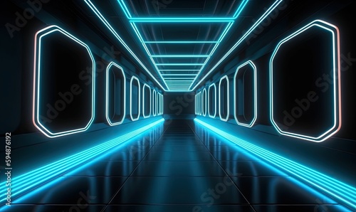 The dark sci-fi world illuminated by neon lamps Creating using generative AI tools