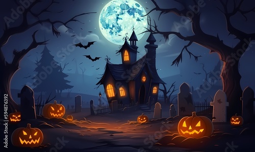 Free Hallowen background ilustration for poster banner Generated ai