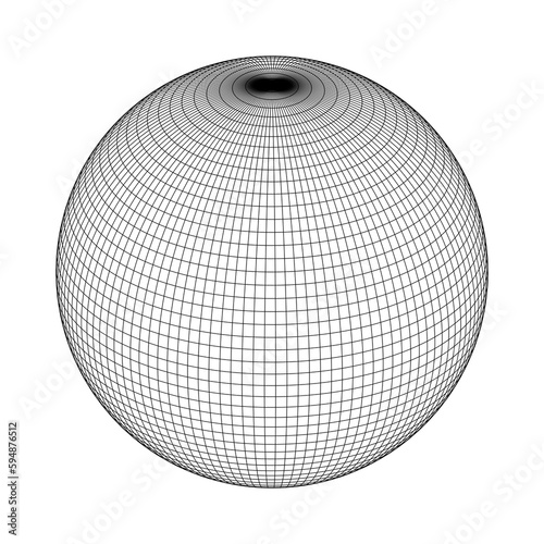 Abstract vector wireframe sphere globe on white isolated.
