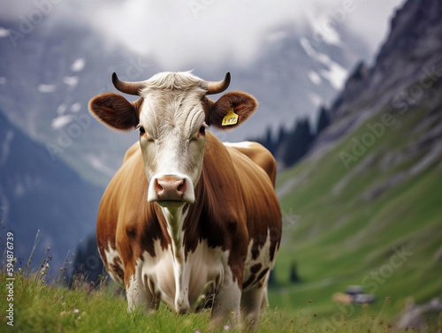 A Swiss Mountain Cow - generative AI © Uolir
