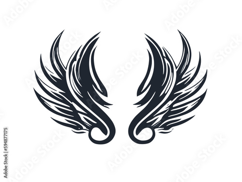 black and white wings icon vector