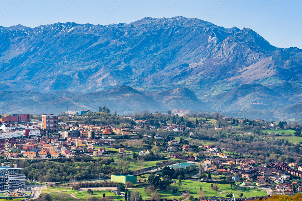 Fototapeta premium Panoramic view of Oviedo city from the Monte Naranco, Asturias, Spain