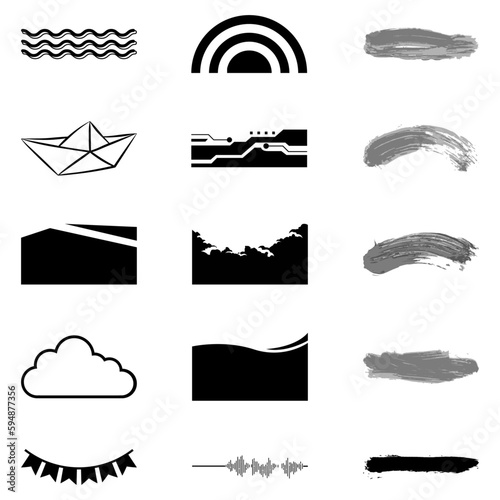set of black and white icons