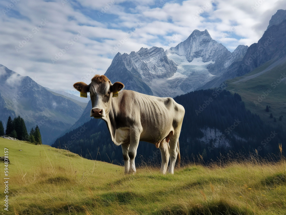 A Swiss Mountain Cow - generative AI