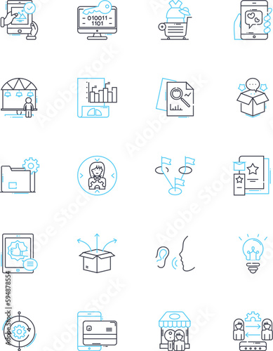 Affiliate promo linear icons set. Referral, Commission, Partnership, Marketing, Product, Sales, Referral links line vector and concept signs. Commission rates,Publishers,Affiliate nerk outline