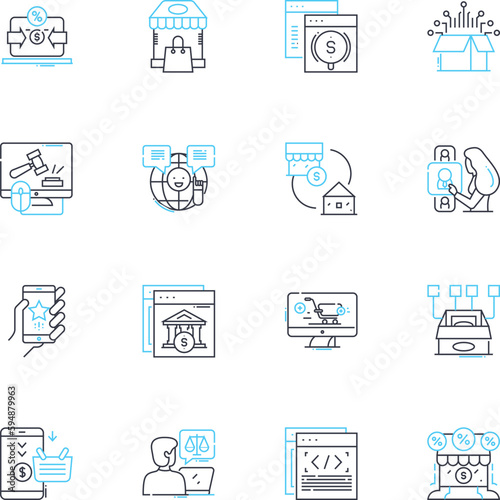 Digital communication linear icons set. Chat, Message, Email, Video, Audio, Social, Netiquette line vector and concept signs. Emoji,Tweet,Webinar outline illustrations