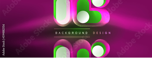 Neon circle abstract background. Template for wallpaper, banner, presentation, background