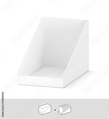 Blank open showbox mockup. Vector illustration isolated on white background. Easy to use for your product. EPS10.