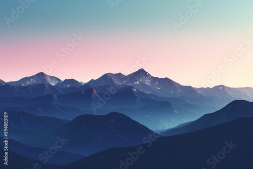Mountain landscape at sunset,   image, Generative AI © VH