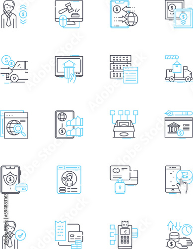 Cyber my linear icons set. Security, Hacking, Internet, Phishing, Firewall, Malware, Encryption line vector and concept signs. Cybercrime,Cyberwarfare,Cyberbullying outline illustrations photo