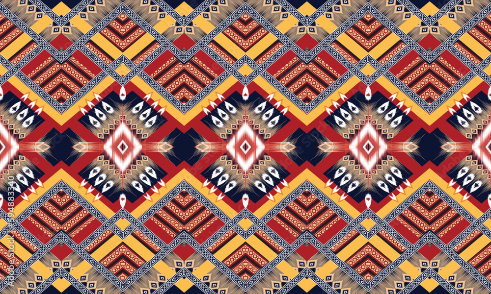 Geometric ethnic pattern vector background. seamless pattern traditional,Design for background, wallpaper, Batik, fabric, carpet, clothing, wrapping, and textile. Colorful ethnic pattern illustration Geometric ethnic pattern vector background. seamless pattern traditional,Design for background, wallpaper, Batik, fabric, carpet, clothing, wrapping, and textile. Colorful ethnic pattern illustration