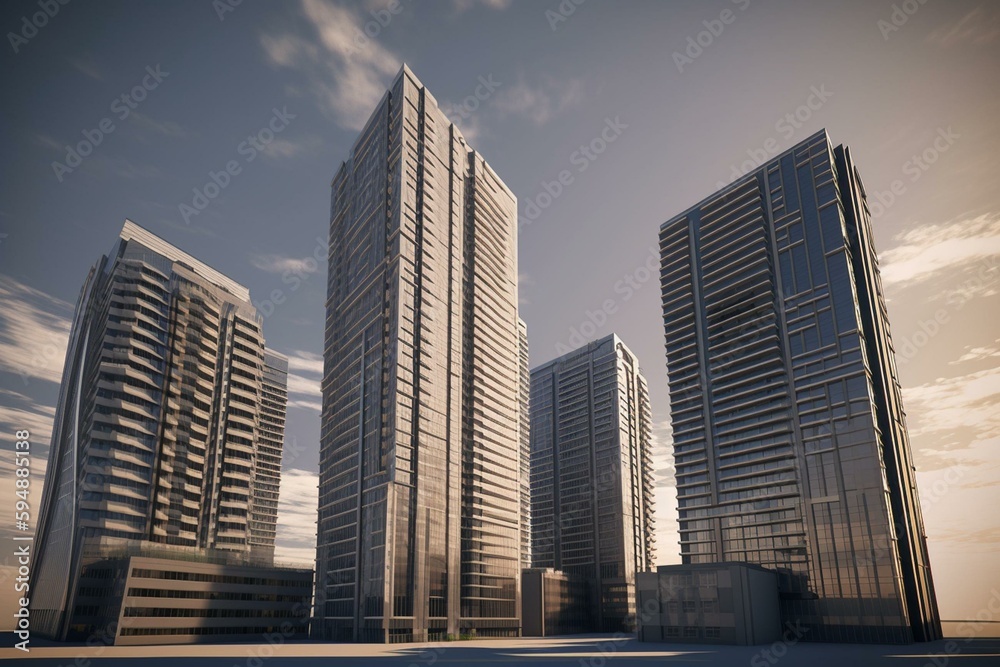 skyscrapers 3d modeling and architectural design. Generative AI