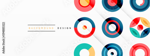 Colorful circles in a grid composition abstract background. Design for wallpaper, banner, background, landing page, wall art, invitation, prints, posters
