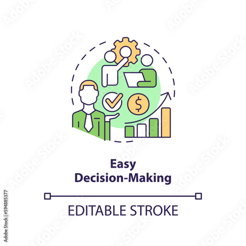 Easy decision-making concept icon. Company activities. Accounting importance abstract idea thin line illustration. Isolated outline drawing. Editable stroke. Arial, Myriad Pro-Bold fonts used