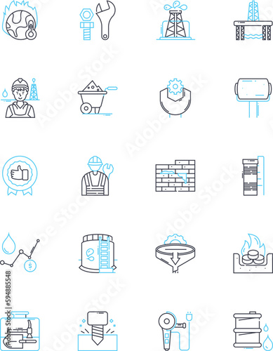 Aerospace engineering linear icons set. Flight, Rockets, Aerodynamics, Propulsion, Satellites, Thrust, Materials line vector and concept signs. Design,Composites,Structures outline illustrations