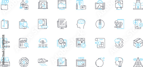 Artist linear icons set. Visionary, Passionate, Creative, Talented, Inspirational, Expressive, Skilled line vector and concept signs. Innovative,Unique,Versatile outline illustrations
