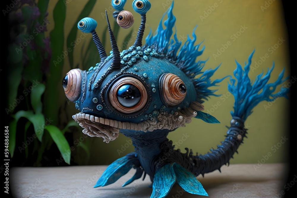 Alien hybrid of swordfish deep sea cyclops creature ooak weird creepy ...