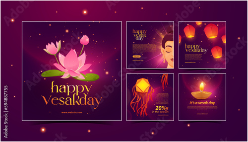 Happy Vesak Day Social Media Template