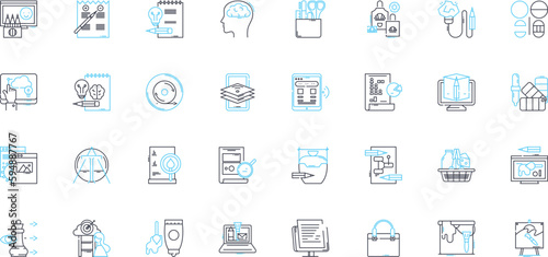 Email advertising linear icons set. Targeting, Click-through, Conversion, List-building, Campaign, Subscriber, Personalization line vector and concept signs. Engagement,Newsletter,Automation outline