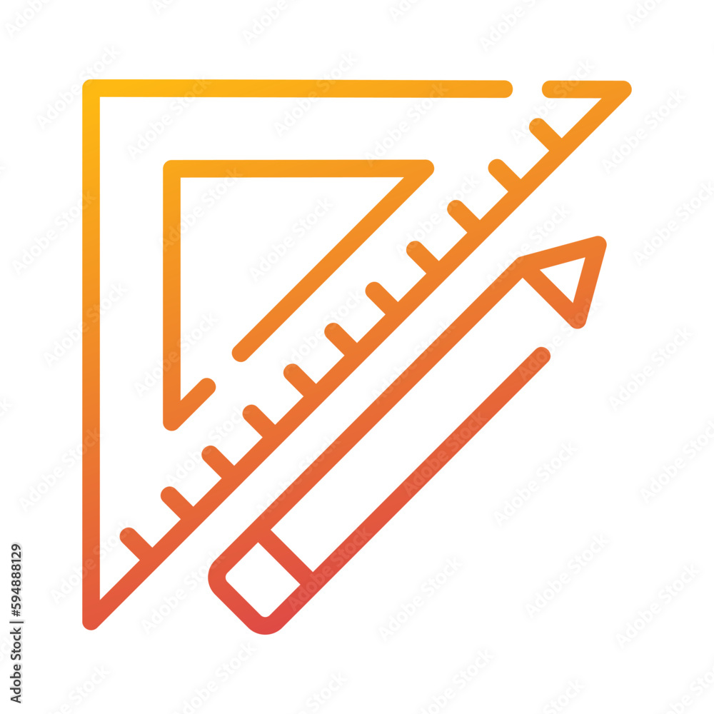 triangle ruler and pencil carpentry tool gradient icon vector illustration triangle ruler and pencil carpentry tool gradient icon vector illustration