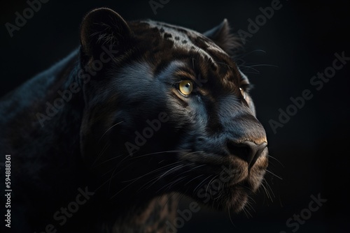 A Black Leopard With Yellow Eyes Looking At Something In The Distance Zoo Wildlife Photography Wildlife Generative AI