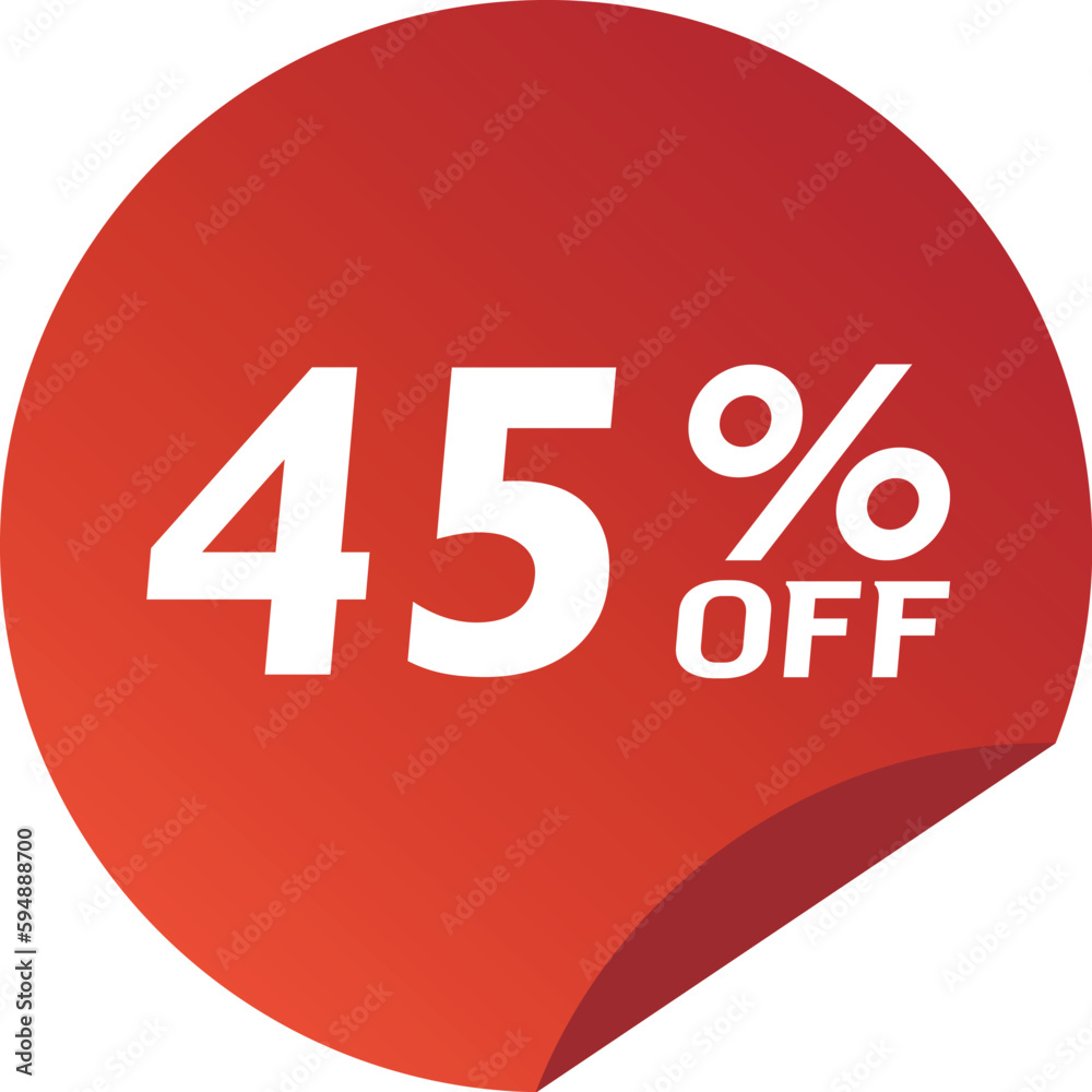 45% Discount. Special offer or shopping discount sticker. 45% Discount. Special offer or shopping discount sticker.