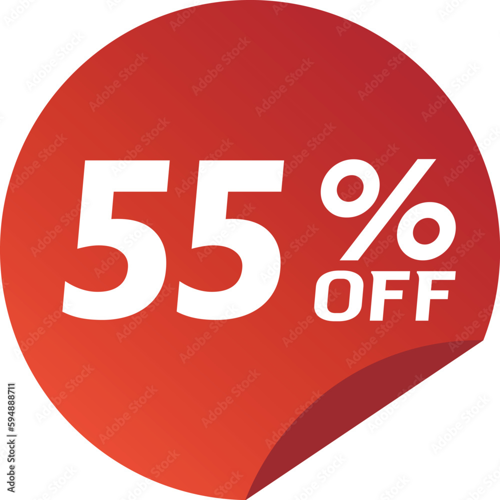 55% Discount. Special offer or shopping discount sticker. 55% Discount. Special offer or shopping discount sticker.