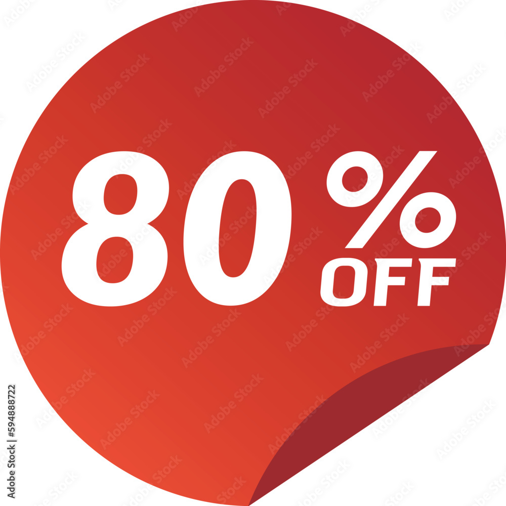 80% Discount. Special offer or shopping discount sticker.