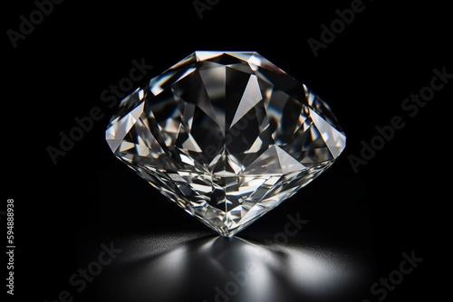 diamond on black background with clipping path. Generative AI