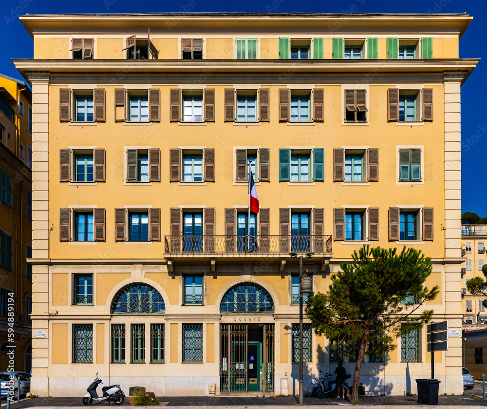 Regional Customs Authority, Direction Regionale des Douanes at Quai de la Douane street in historic Nice Port and yacht marina district on French Riviera in France
