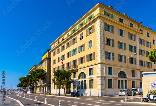 Regional Customs Authority, Direction Regionale des Douanes at Quai de la Douane street in historic Nice Port and yacht marina district on French Riviera in France © Art Media Factory