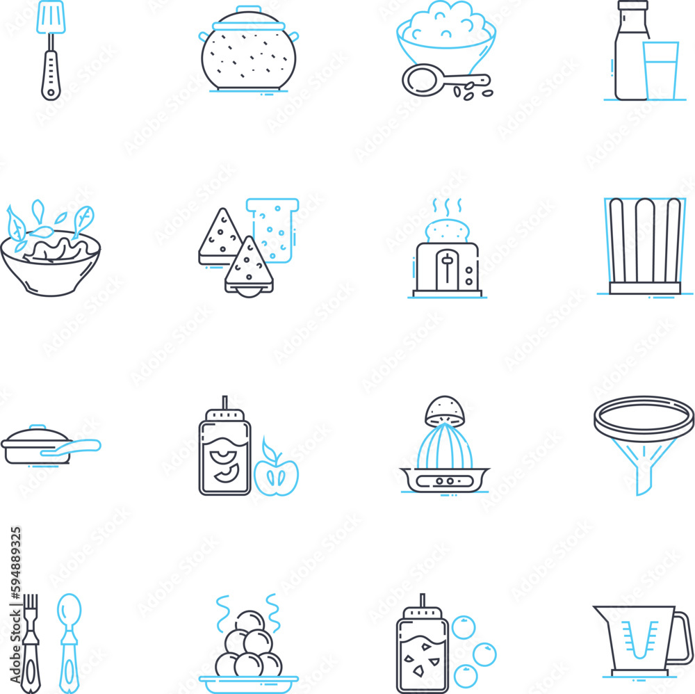 Burger Joint linear icons set. Patties, Bun, Fries, Cheese, Ketchup, Mustard, Pickles line vector and concept signs. Mayo,Onions,Bacon outline illustrations