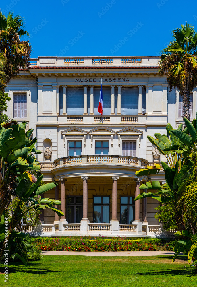 Obraz premium Villa Massena Musee art museum, palace and garden at Promenade des Anglais in historic Vieux Vieille Ville old town of Nice in France