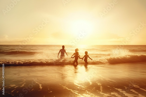Cherished Family Moments on a Golden Beach