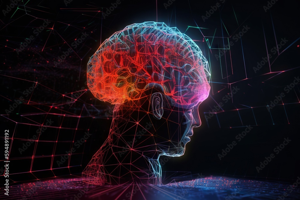 A Person With A Brain Scan In Their Head And Lines Of Light Science Museum Video Art Neuroscience Generative AI A Person With A Brain Scan In Their Head And Lines Of Light Science Museum Video Art Neuroscience Generative AI