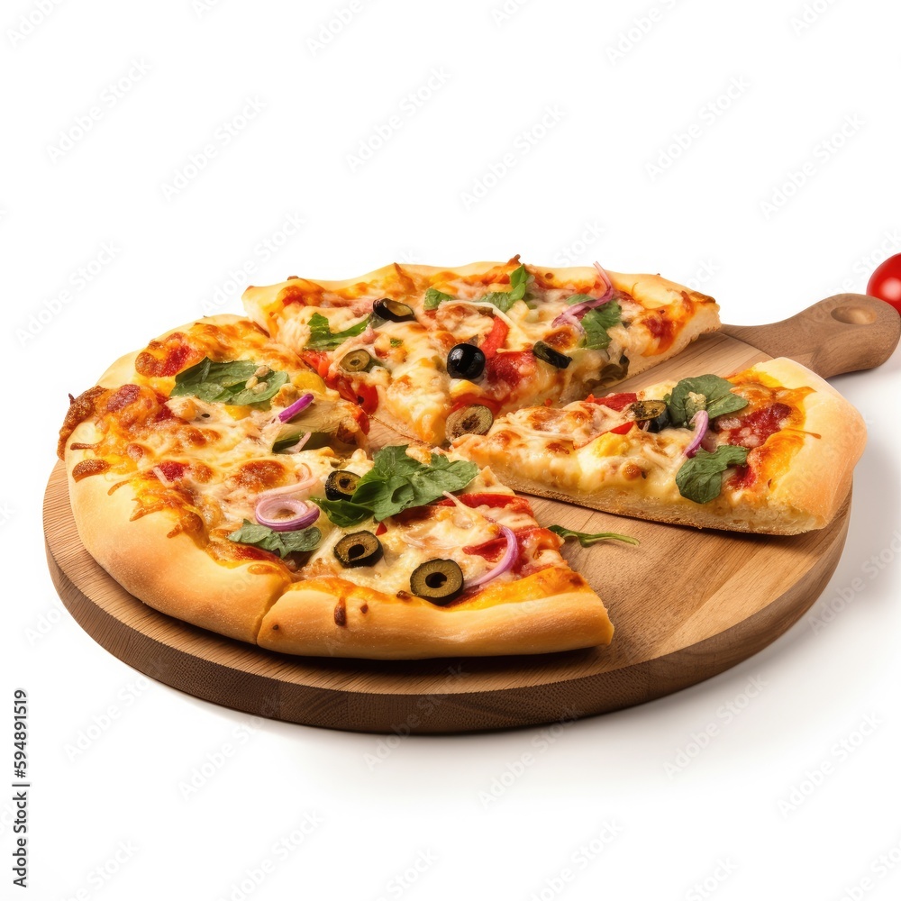 Pizza Isolated on White .Generative AI