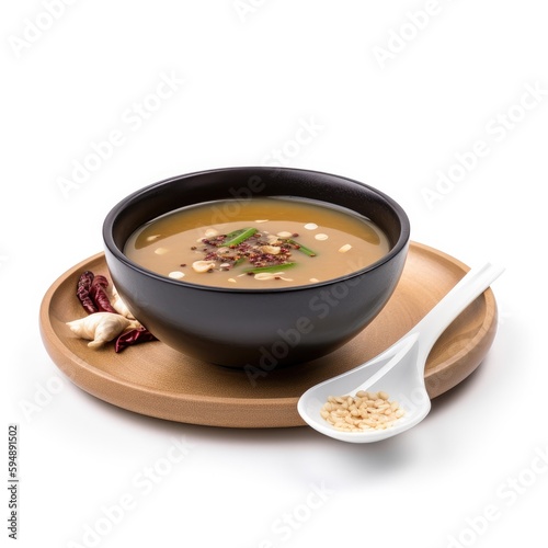 Miso Soup Isolated on White .Generative AI