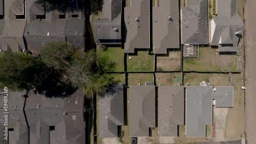 Jackson, Mississippi neighborhood with drone video above looking down and moving forward. photo