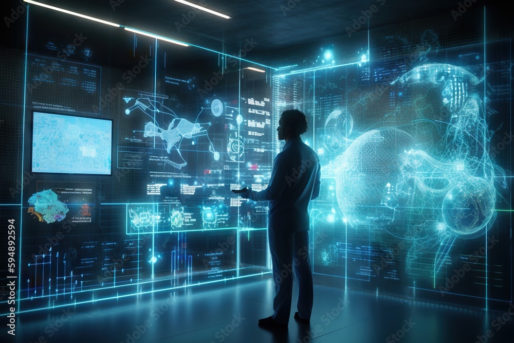 A Man Standing In Front Of A Wall Of Digital Images And Images Conference Room Video Art Data Analytics Generative AI A Man Standing In Front Of A Wall Of Digital Images And Images Conference Room Video Art Data Analytics Generative AI