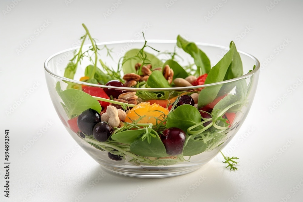A Bowl of Healthy Salad Nutritious Meal with Fresh Vegetables and Leafy Greens - Created with Generative AI A Bowl of Healthy Salad Nutritious Meal with Fresh Vegetables and Leafy Greens - Created with Generative AI