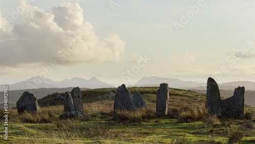 Time Lapse of incredible sunset from Standing Stones, Isle of Lewis, Scotland photo