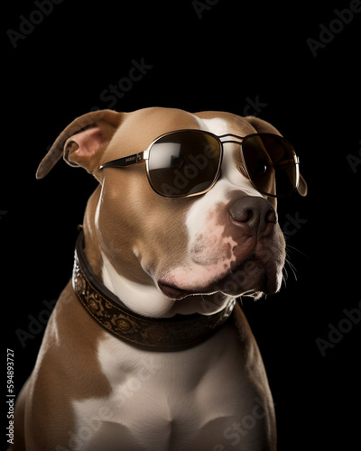 Cute pitbull dog  wearing sun glasses looking cool © The animal shed 274