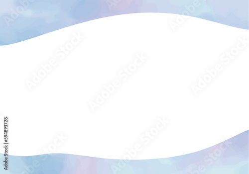 水彩マーブルの曲線フレーム　ブルー