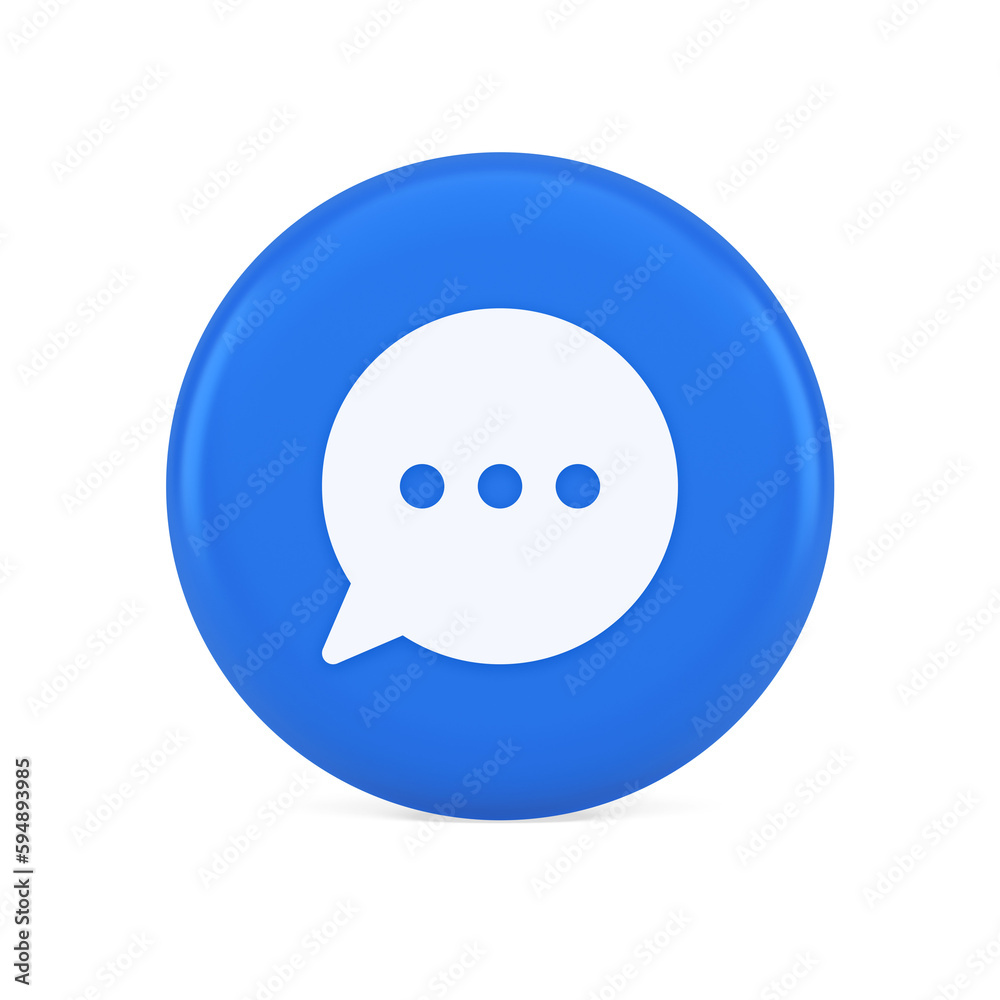 Fototapeta premium Think bubble chat button online dialogue social network communication 3d realistic icon