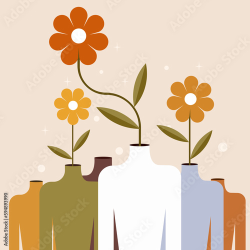 Conceptual illustration of plants growing from human body