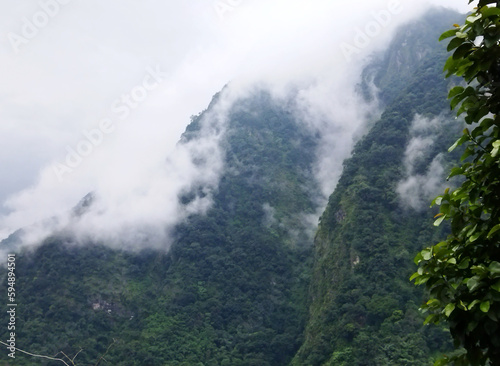 A panoramic view of fog and mist covered verdant hills at Dzongu in North Sikkim. In 4226 km 90% percent of areas covered with green forest areas and only 10% areas are human habitat.